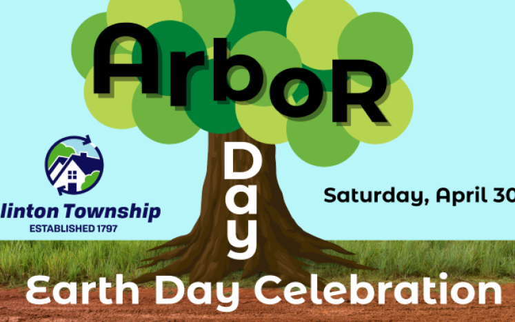 Arbor Day-Earth Day Celebration logo. The word Arbor is in black letters on a tree made of various green circles. 